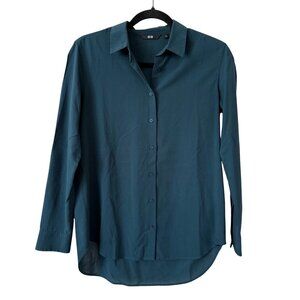 Women's Uniqlo Dark Green Button Down Collar Blouse Office/Formal/Business - XS
